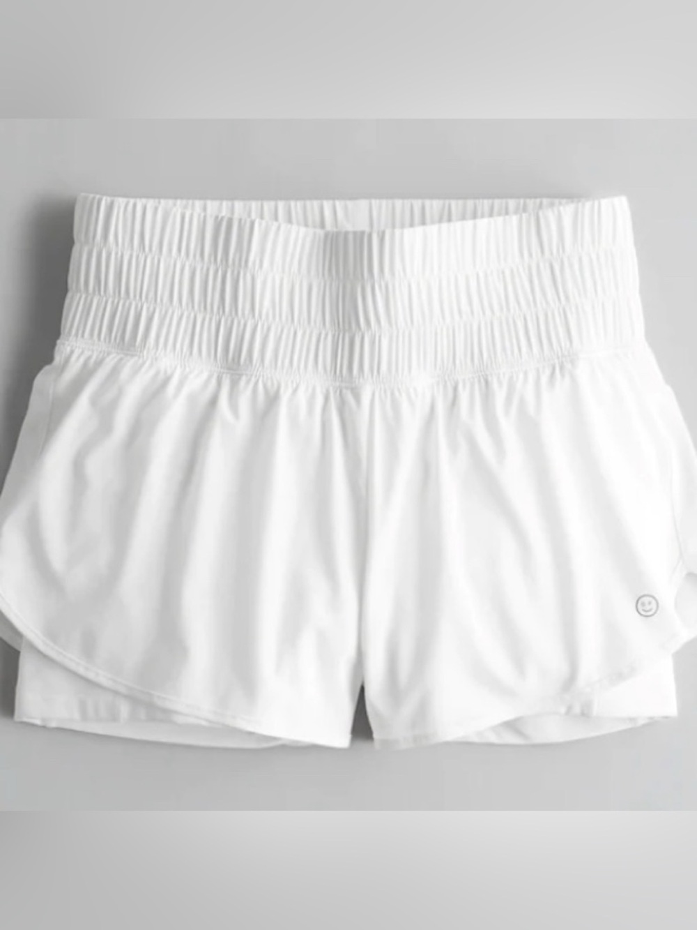 Gilly Hicks Women’s Running Shorts Small White Smocked Waist Lined Athletic